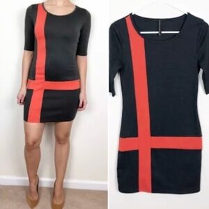 Navy & Coral Mini Cocktail Dress Holiday Preppy
